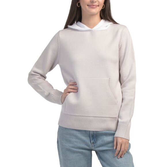 THEO & SPENCE Heather Grey/white Two Tone Sweater Hoodie - Picture 1 of 2